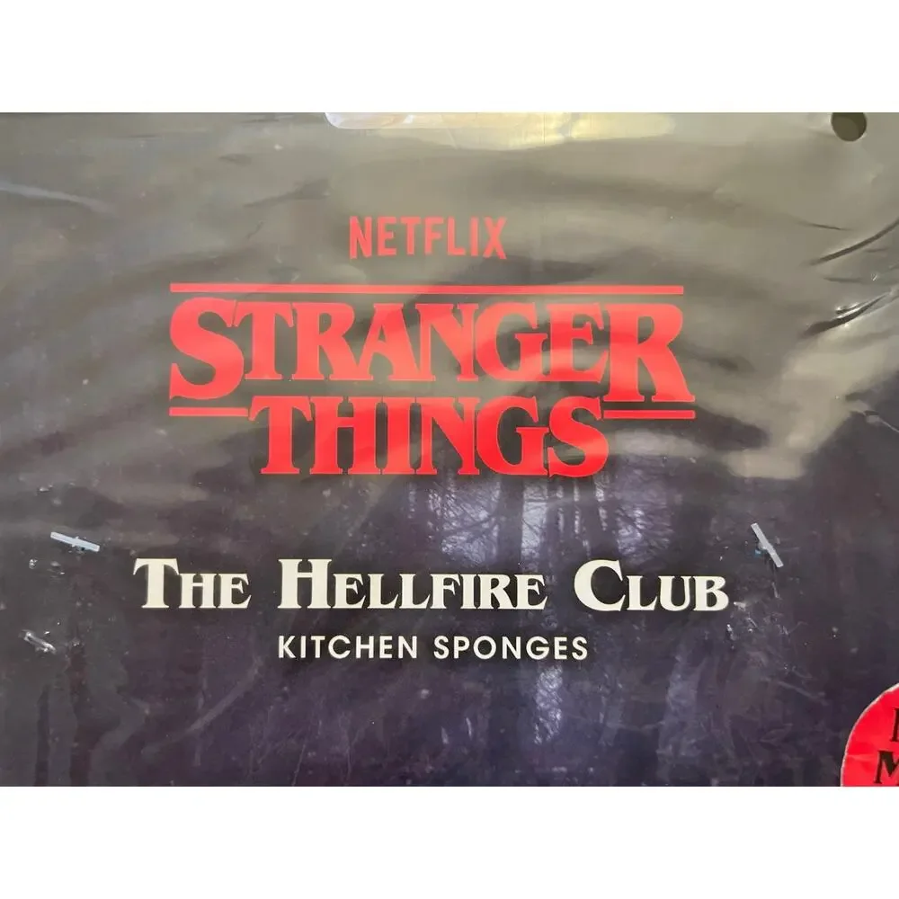 Stranger Things Hellfire Club Kitchen Sponges DnD Edgy Dorm Stocking Stuffer NEW